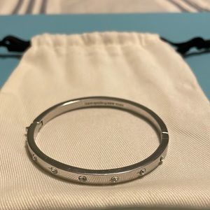 Kate Spade Bezel-Set Polished Silver Bangle